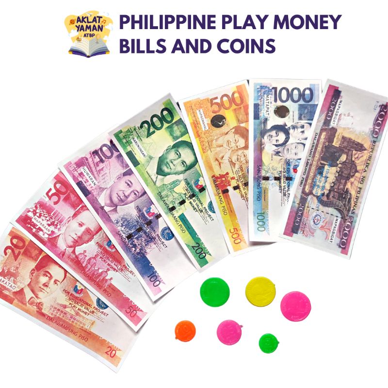 Philippine Play Money Bills and Coins for Educational Purposes or