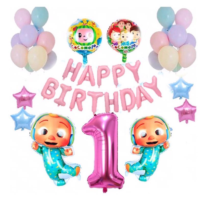 Hbd Kids Birthday Character foil Balloon Decoration Package cocomelon ...