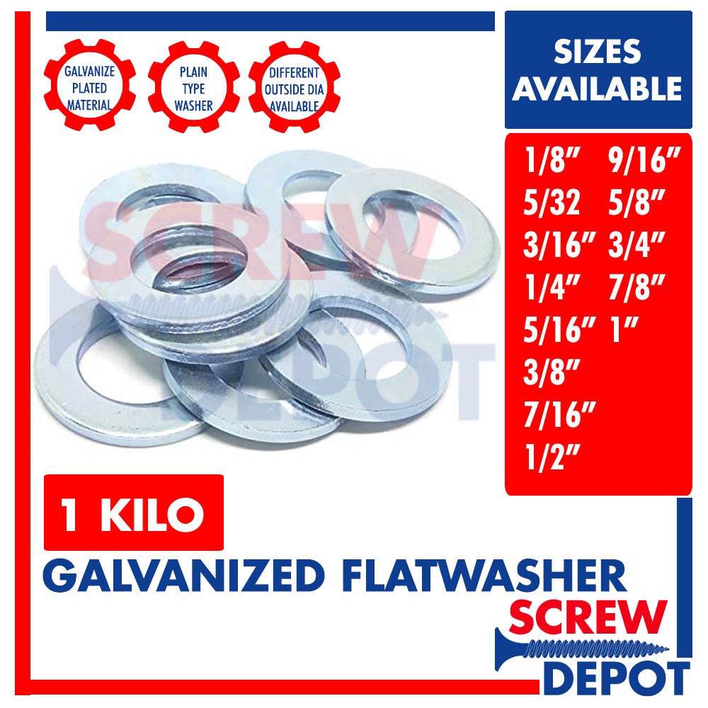 1 KILO GI Flatwasher or Galvanized Flat Washer or Plain Washer Screw