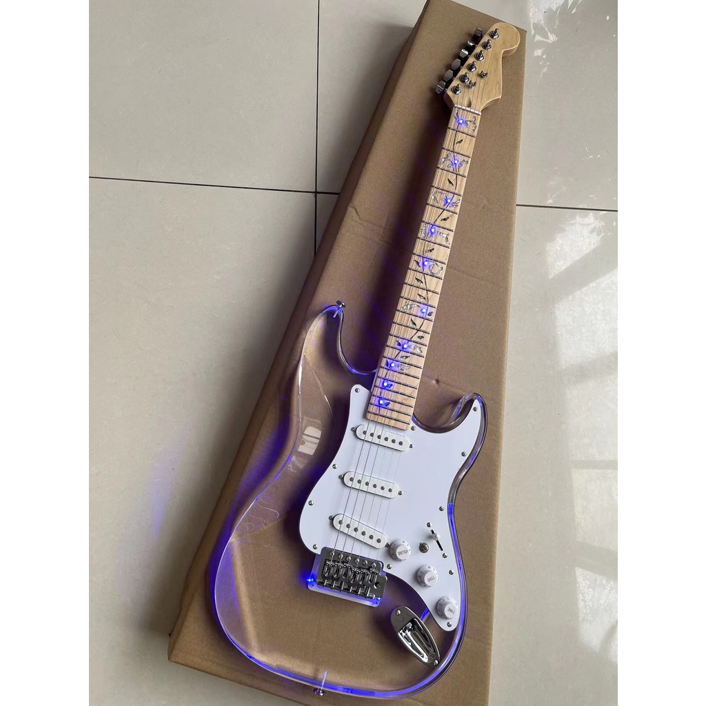 Classic Fender Stratocaster Transparent Acrylic Guitar with Multicolor