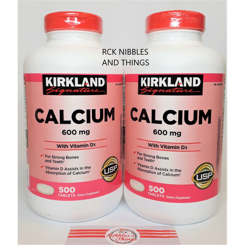 Kirkland Calcium 600 mg with Vitamin D3 500 Tablets 100 Authentic