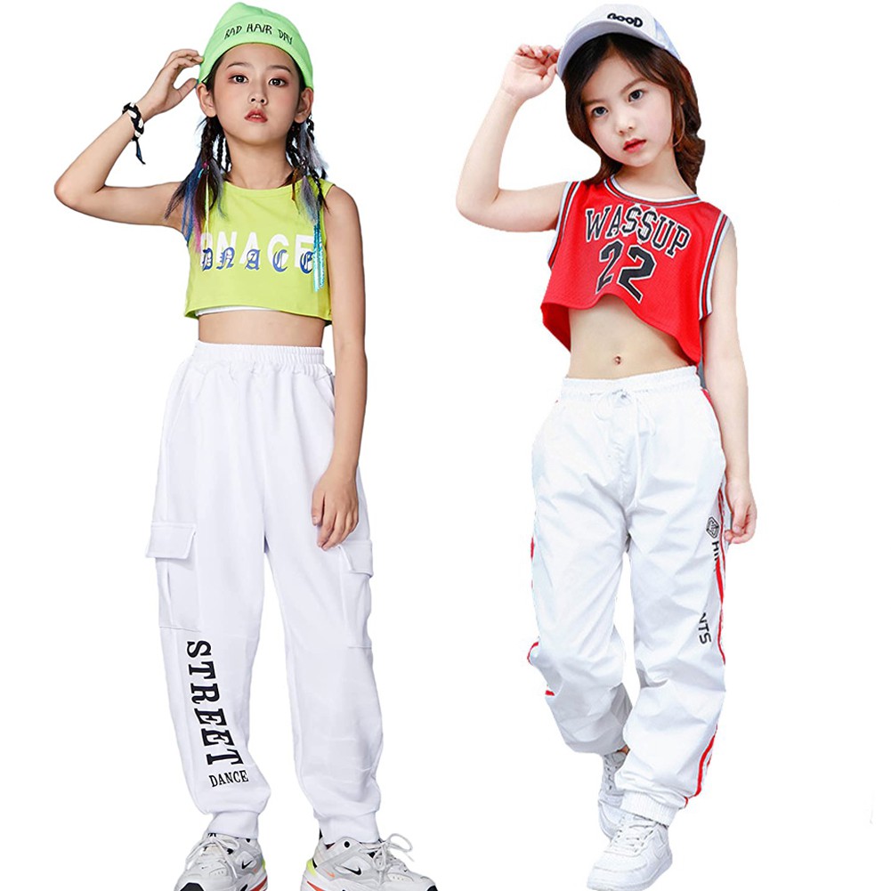 LOLANTA Girls Clothing Kids Hip Hop Dance Clothes 4Pcs Denim Vest