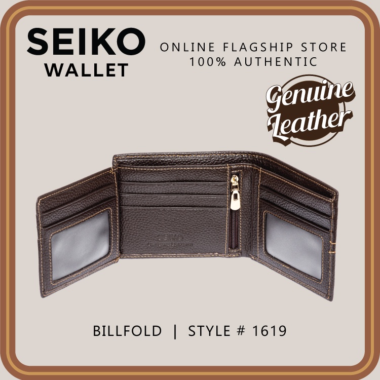 Seiko Wallet Genuine Leather Billfold With Flap 1619