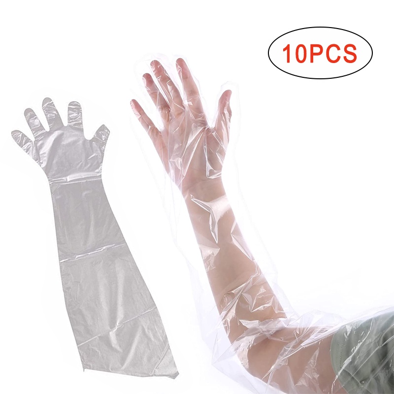 10PCS Veterinary Gloves Disposable Rectal Gloves Extra Long Full Arm 35