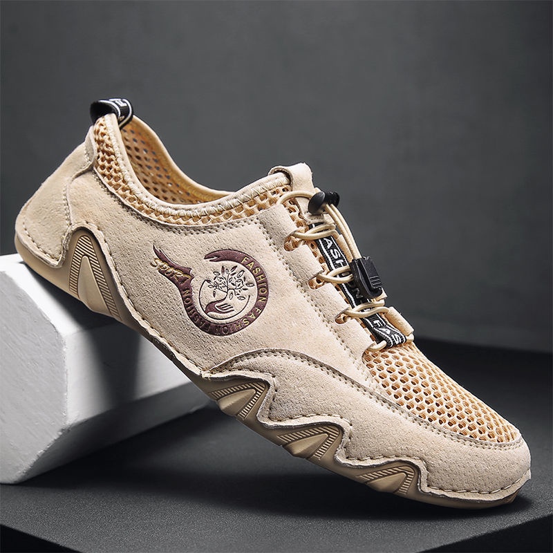 carme CAT Men's Shoes Summer Sandals Hollow Breathable Genuine Leather