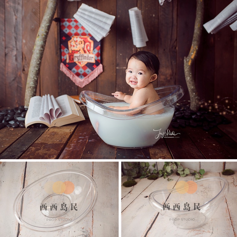 Newborn Photography Props Acrylic Transparent Milk Bathtub Baby Photo Shoot Posing Boy Girl