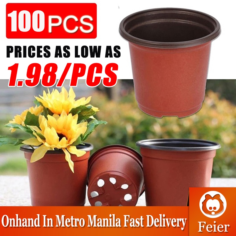 【High Quality】100Pcs/Set Flower Pot Plastic Plant Pots Desktop Potted