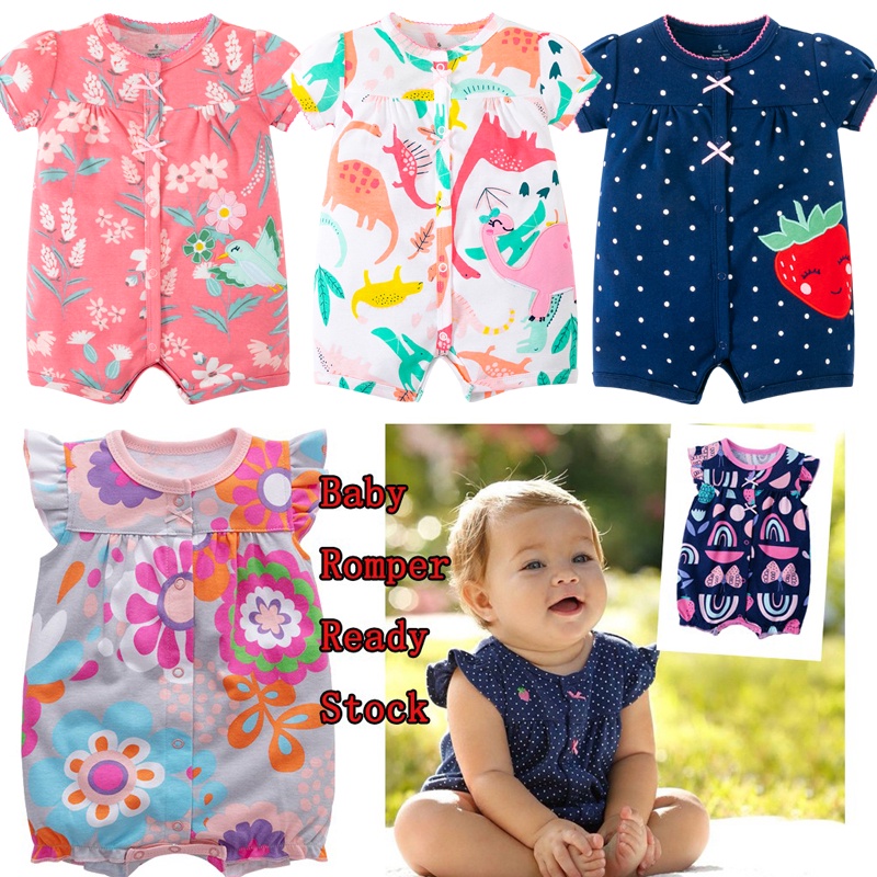 PINPOO Carter Baby Girls Romper Cotton Newborn Clothes- Short Sleeve Infant  Onesies 0-24M