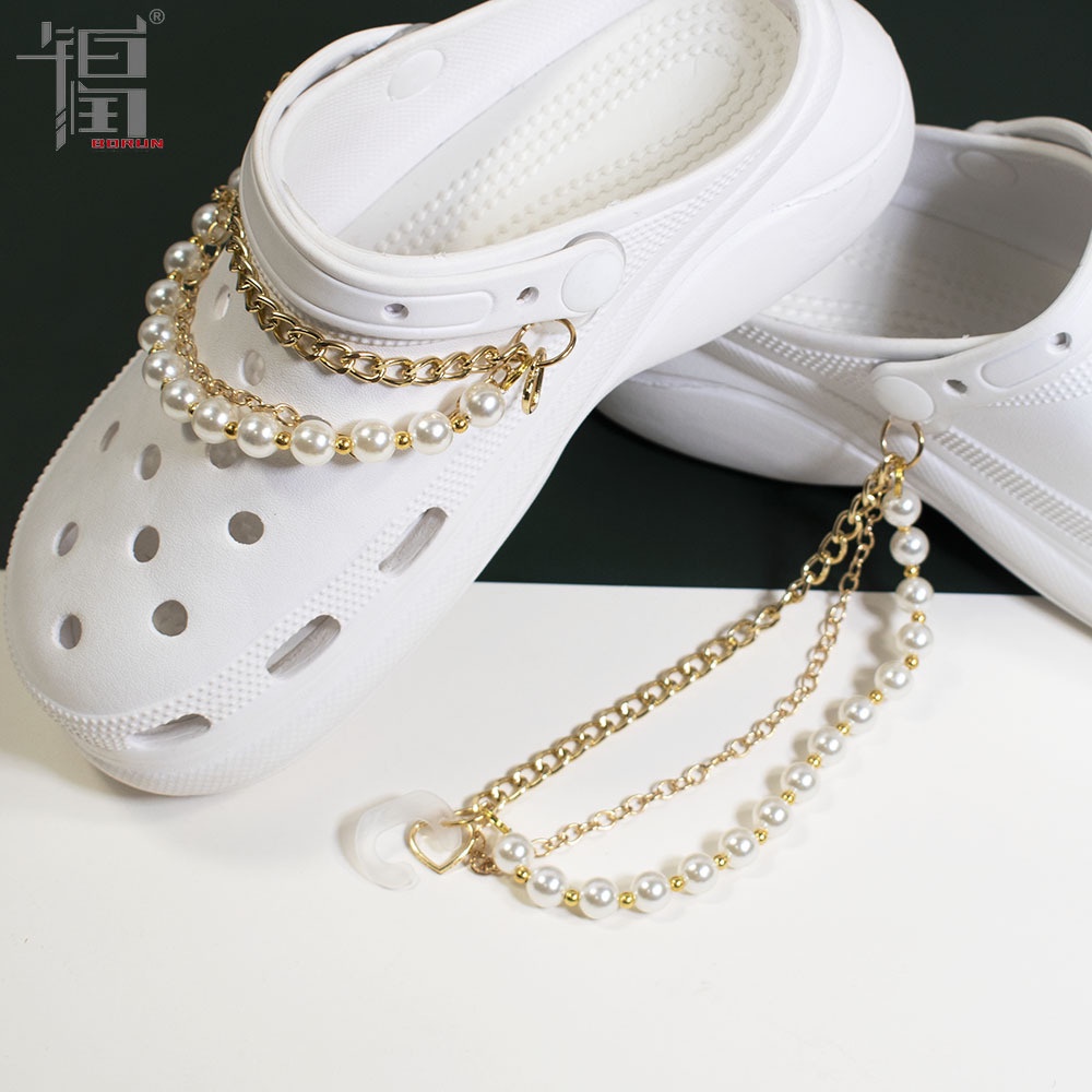 Crocs Jibbitz Golden Pearl Chain Set DIY Shoes Charm Button 1 piece