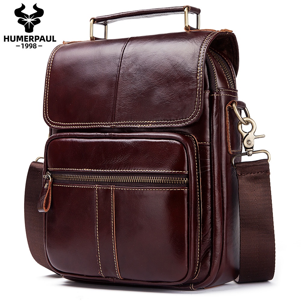 HUMERPAUL Genuine Leather Men Shoulder Bag Crossbody Bags For Male ...