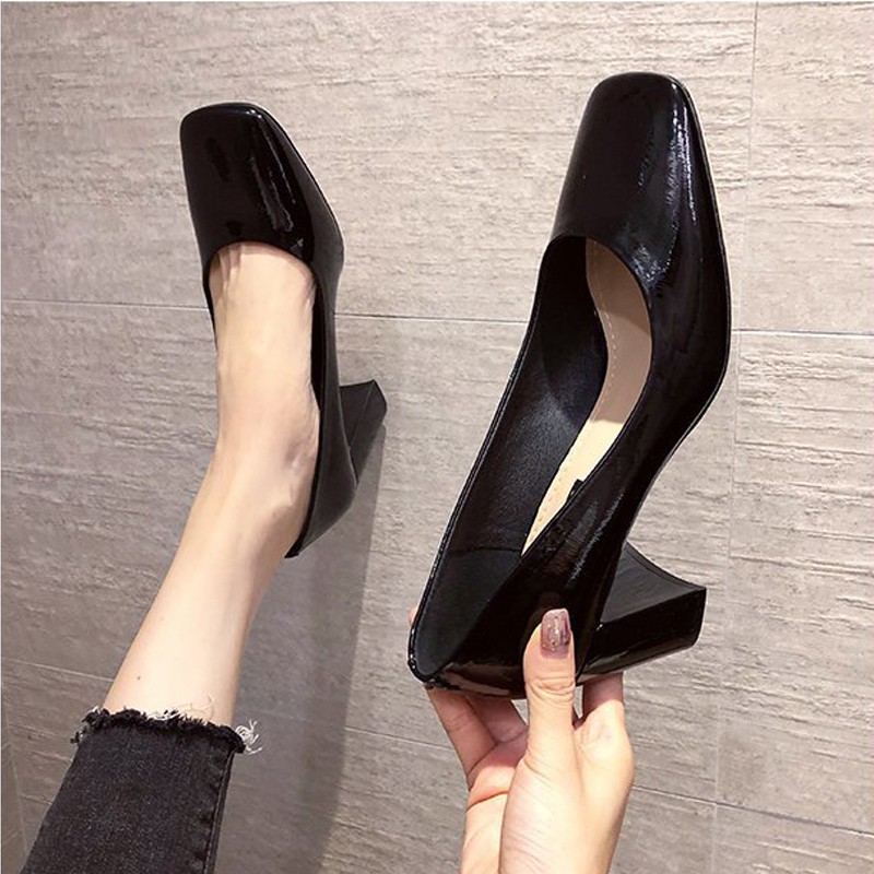 KASAI New Korean Women Shoes Wedding Office Work Heels Shoes Low Heel ...