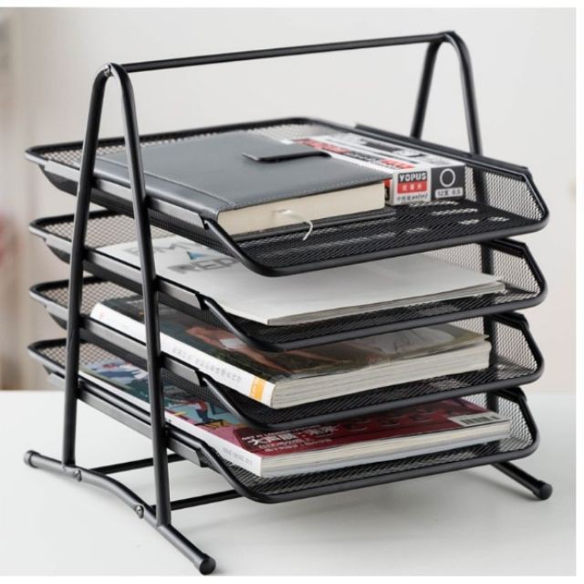 Office supplies desk tray/wire mesh four-layer file tray/basket rack ...