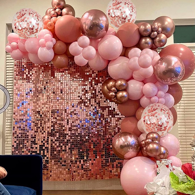 124Pcs Dusty Pink Balloons Arch Garland Kit Pink Rose Gold Balloons ...