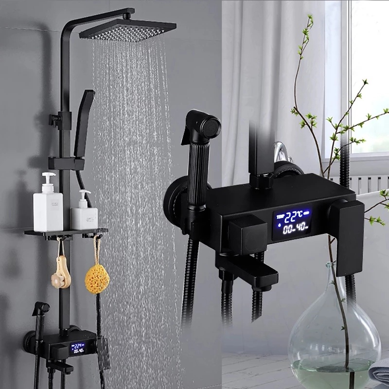 Thermostatic Digital Display Shower Faucet Set Shower Mxer Crane Rain