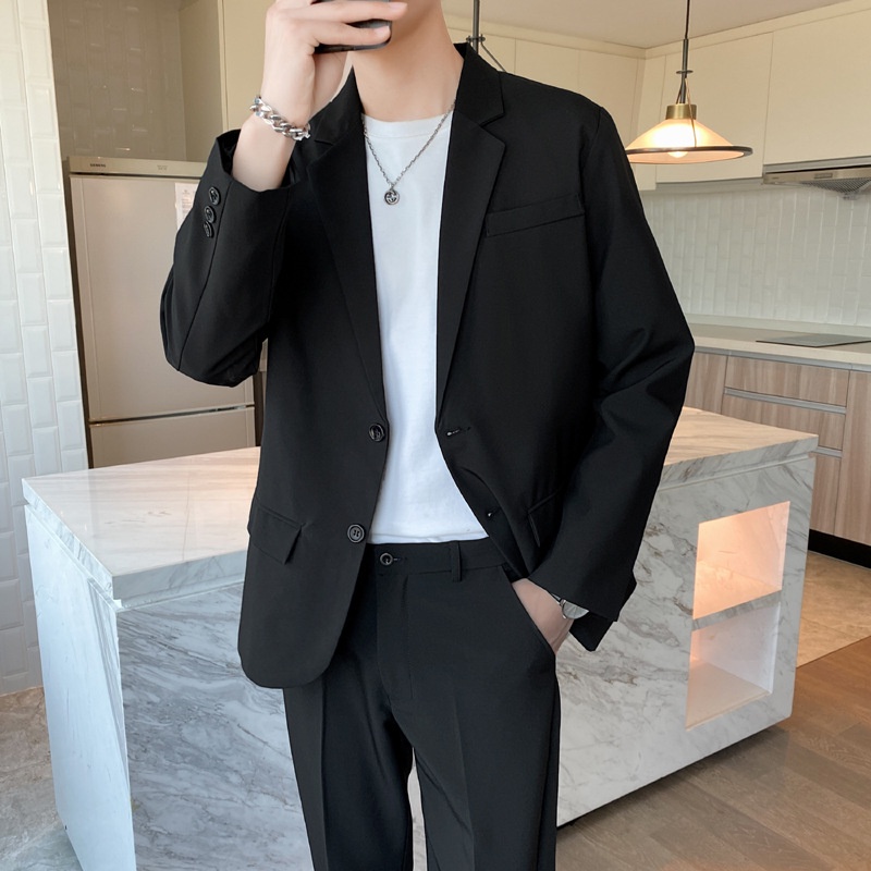 Summer Casual Small Suit Men Japanese Style Simple Temperament Top ...