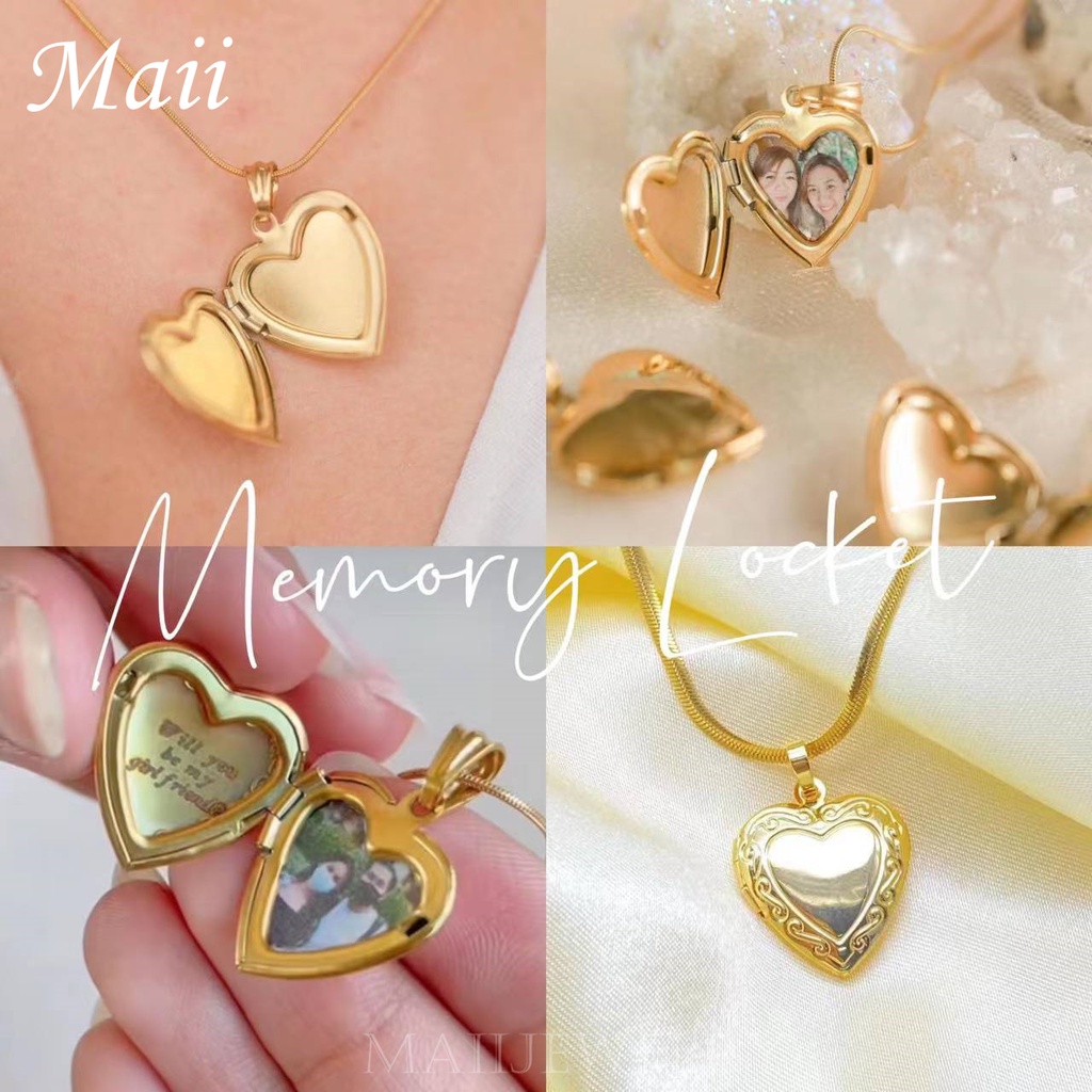 [Maii] Memory Locket Picture Frame Openable Gold Plated Jewelry