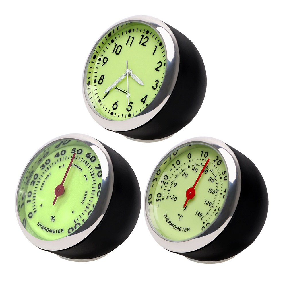 Car Clock Thermometer Hygrometer Ornaments Mechanics Luminous Quartz