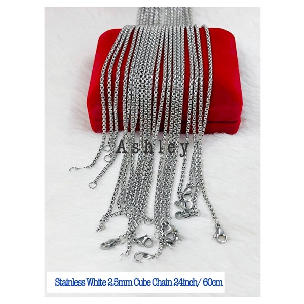 10pcs/Pack Stainless White Cube Chain 24inch 60cm 10pcs Perpack 2.5mm 3 ...