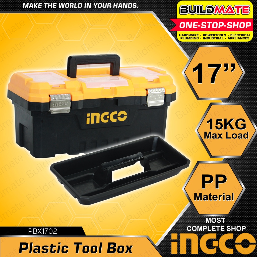 INGCO Metal Latches Plastic Tool Box 17" PBX1702 •BUILDMATE• IHT NT6L