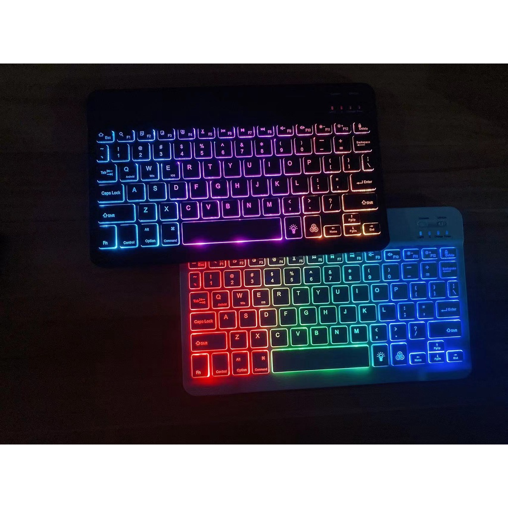 10 inches RGB Backlit Rechargeable Bluetooth Keyboard With LED USB ...