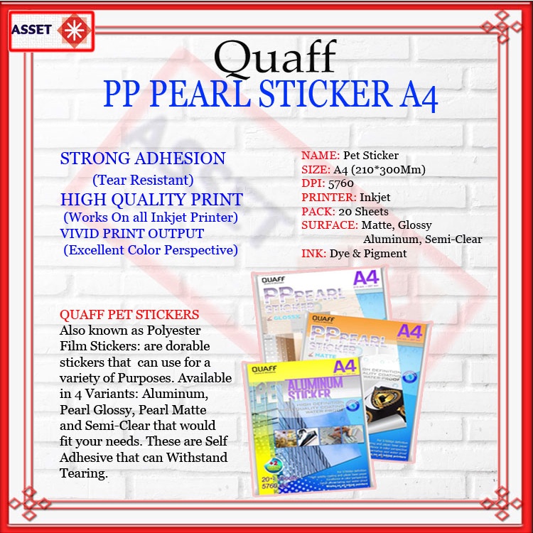QUAFF PET STICKER FOR BOTTLE LABEL A4 (20SHEETS) | Shopee Philippines