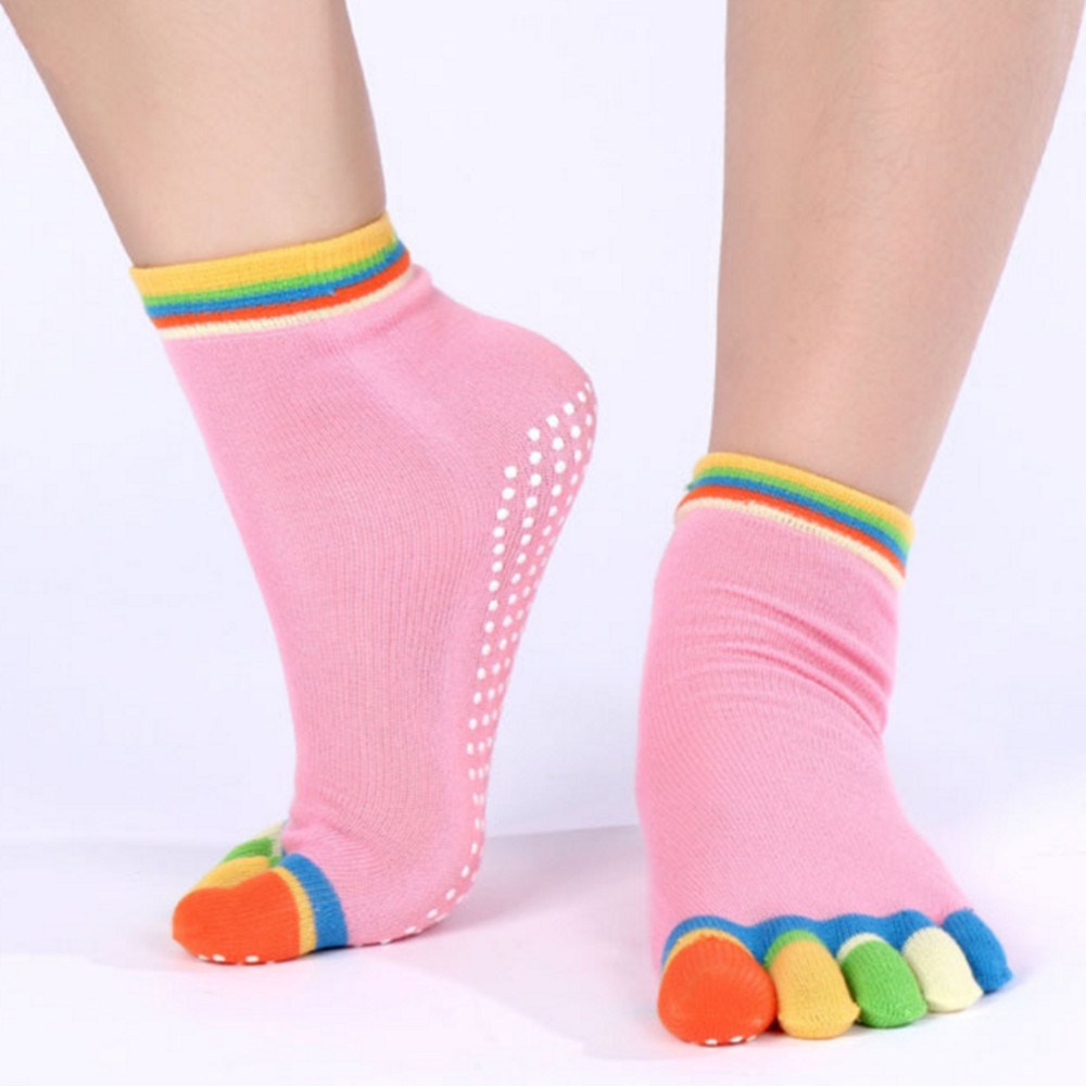 Colorful Adult Yoga Socks Five Finger Toe Socks Female Non Slip Socks Breathable Women Sports 6261