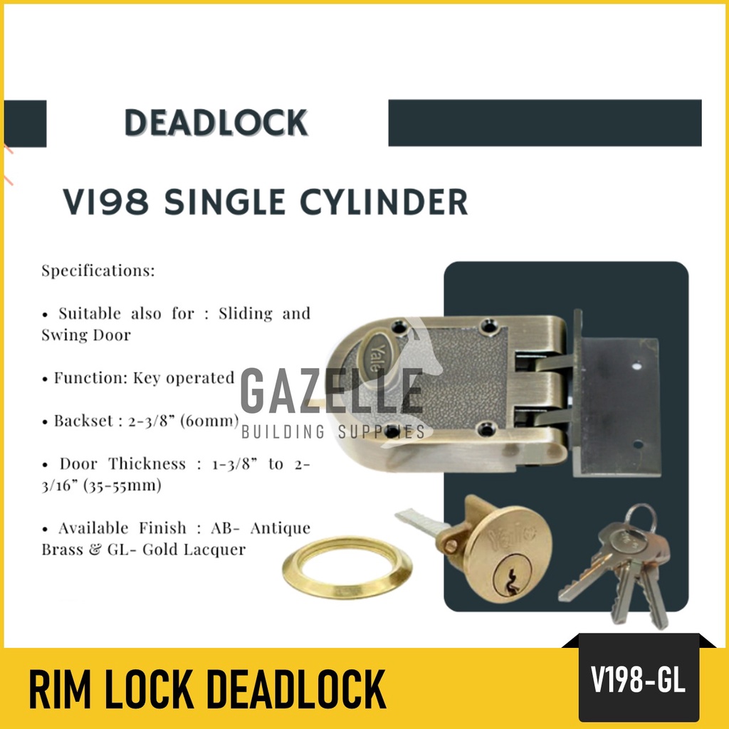 Yale Rim Lock Gate Lock Deadlock Dead Bolt Single/Double Cylinder Night ...