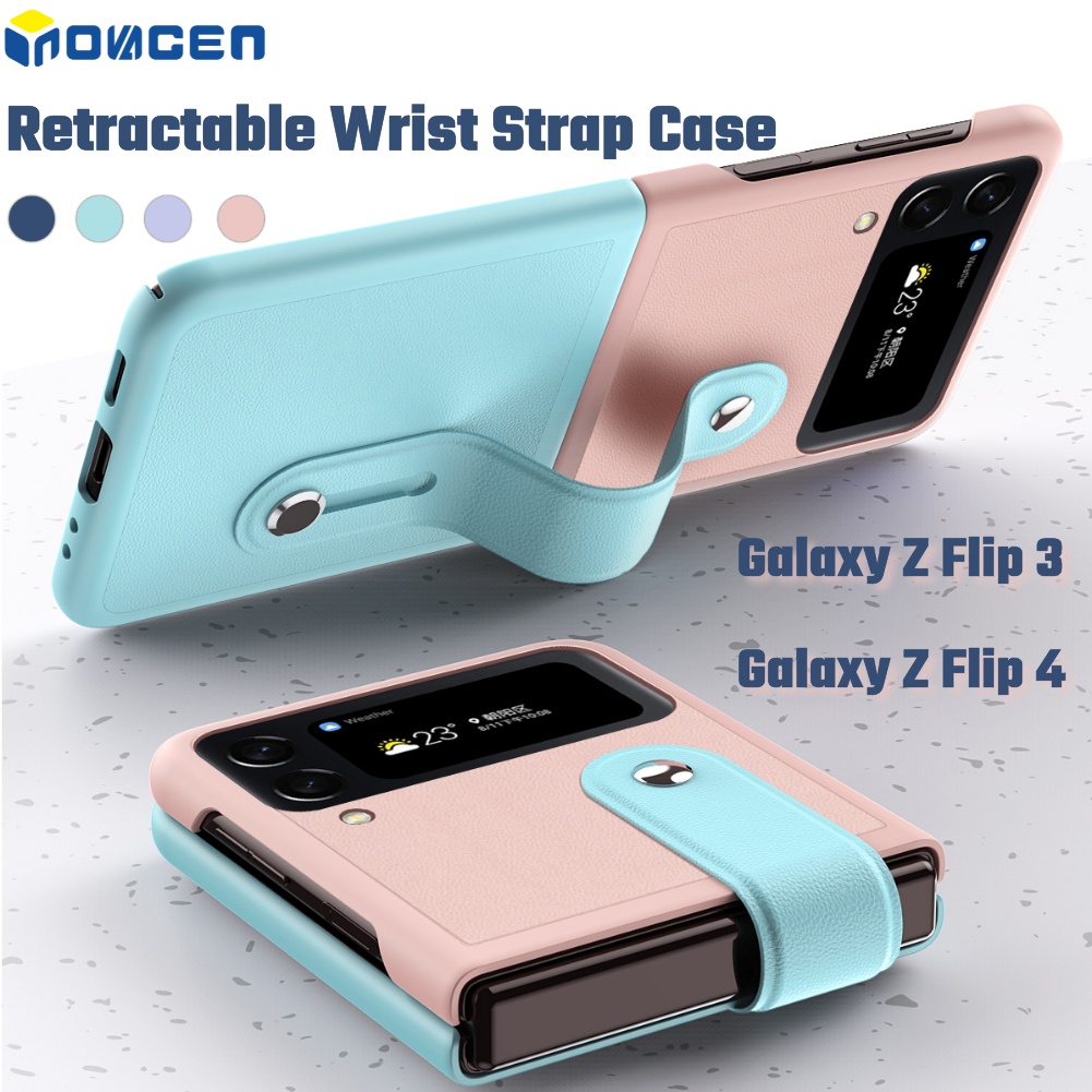 INOVAGEN Foldable Contrast Color Design Wristband Phone Case For Samsung  Galaxy Z Flip Full Protection Soft Cover Stand Fingerprint Resistant