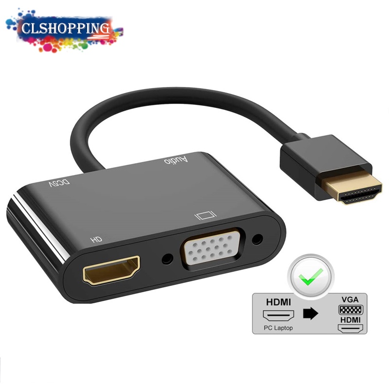 HDMI To VGA HDMI Adapter Dual HD VGA Splitter Dual Display
