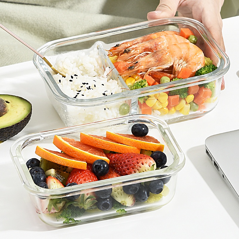 Lunch Box HeatResistant Glass FreshKeeping Box Bento Lunch Box Microwave Oven 380ML/600ml