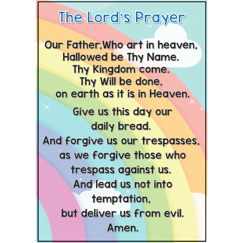 A4 Laminated Educational The Lord's Prayer Chart for Kids | Shopee ...