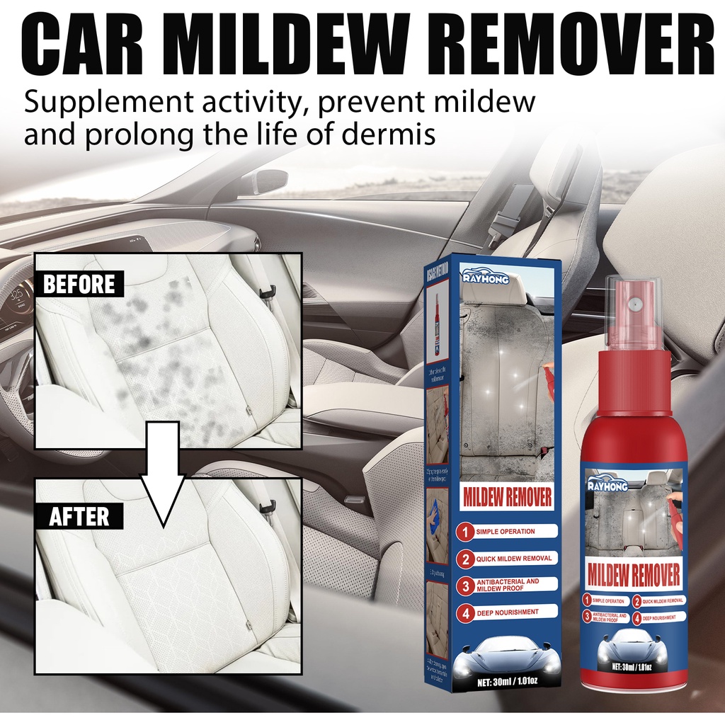 Car Mildew Stain Remover Spray Fabric Clean Carpet & Upholstery Cleaner