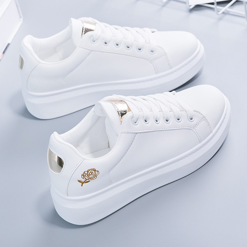 [JOAN] Korean flower desgin fashion white shoes for women sneakers ...