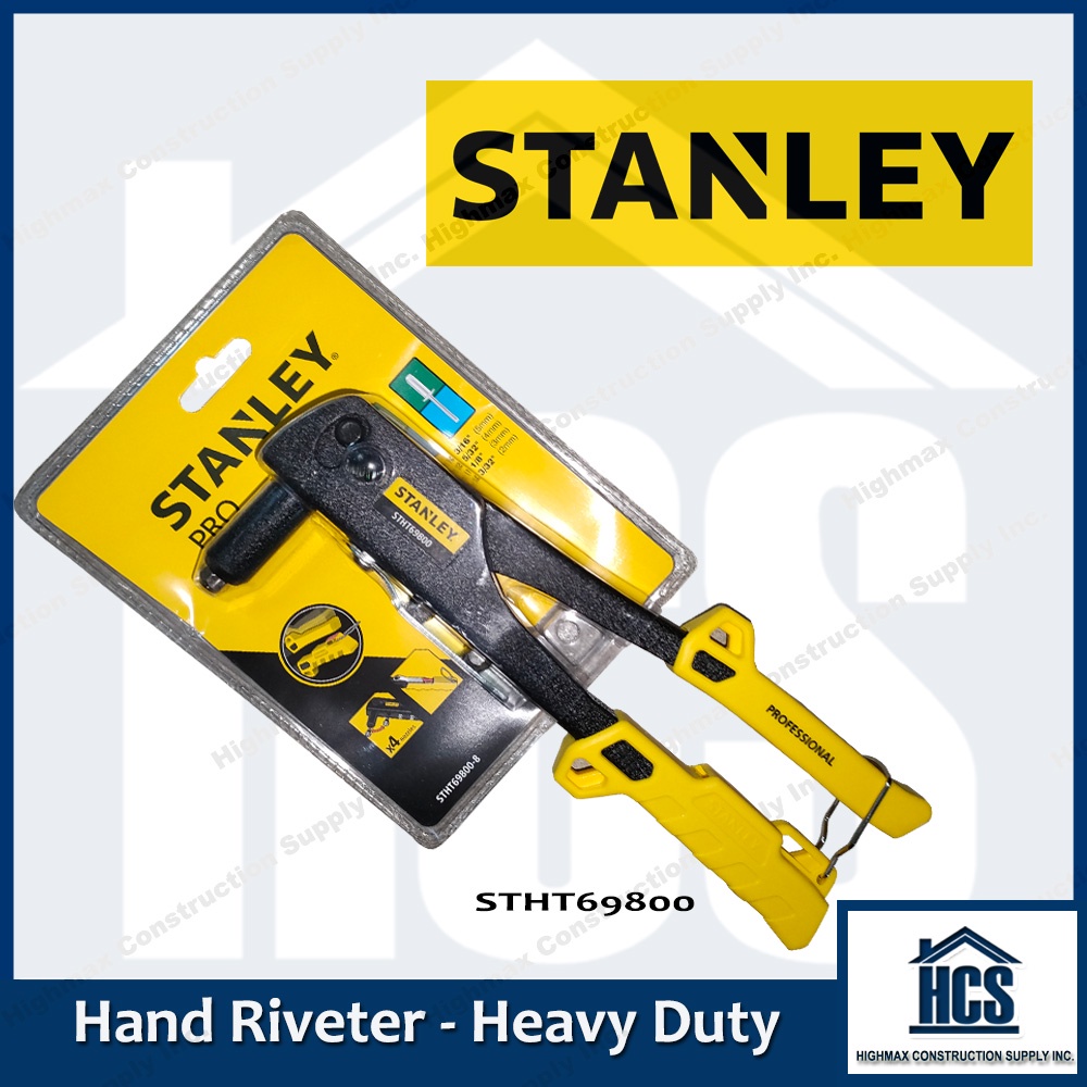 Stanley Hand Riveter Heavy Duty Flat Pin Head STHT69800-8 with 4 Nose ...