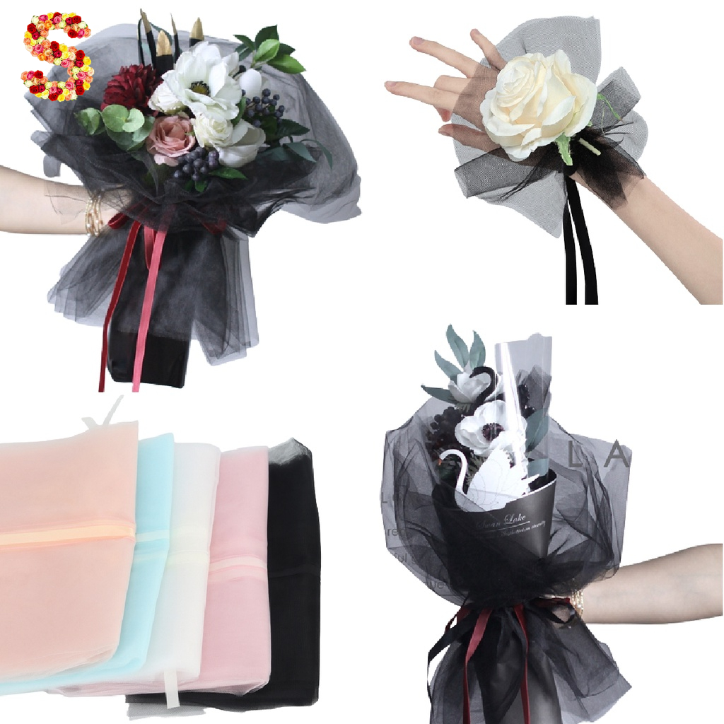 20pcs Wrapper Yarn Flowers Wrapping Tulle Gauze Mesh Hole Yarn Gifts ...