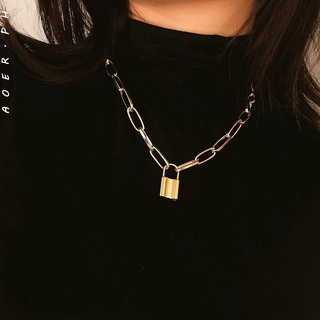 Stainless Steel Punk Chain with Lock Necklace for Women Men Padlock Pendant  Necklace 2021 Statement Gothic Cool Collier Femme