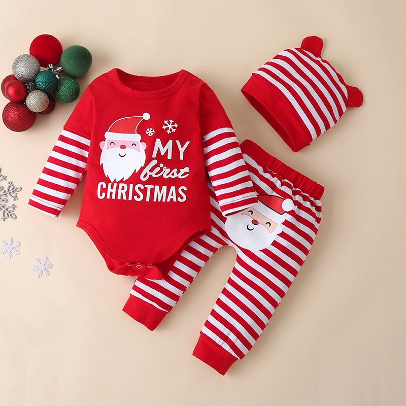 [READY STOCK] 3PCS New born baby clothes set baby onesies +baby pants