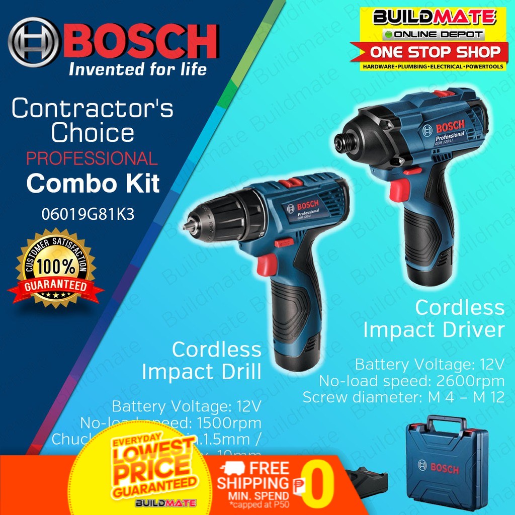 BOSCH Combo KIT 12V GSB 120 + GDR 120 Cordless Impact Drill + Impact ...