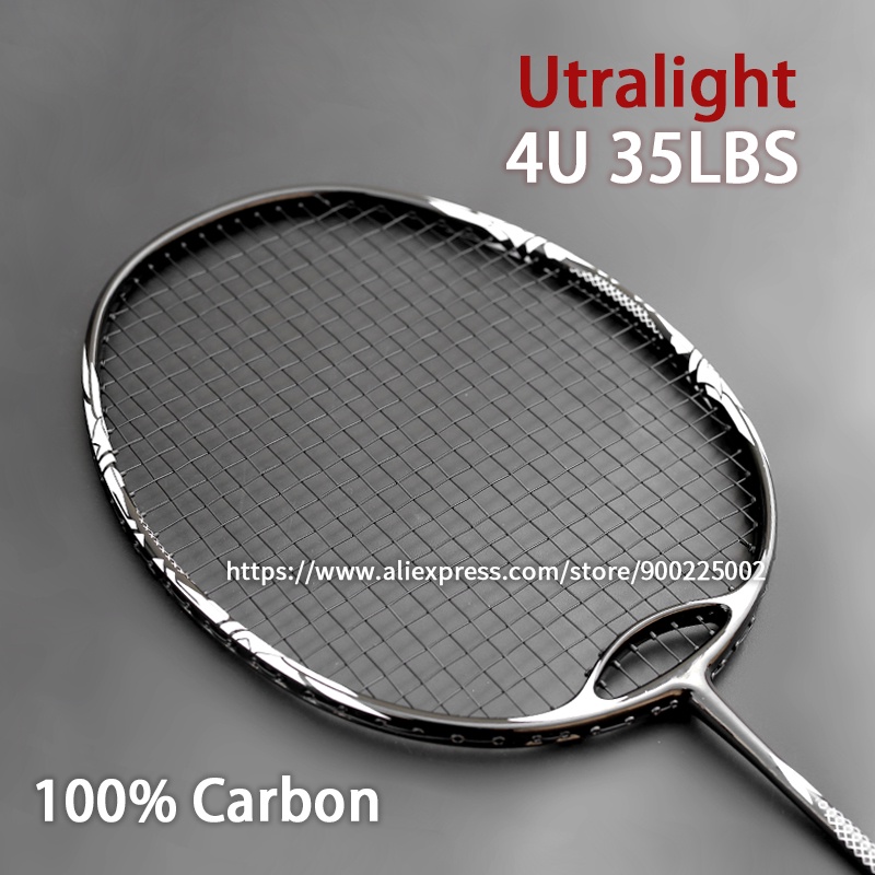 High Tension 35LBS Full Carbon Fiber Badminton Rackets With Bags String ...