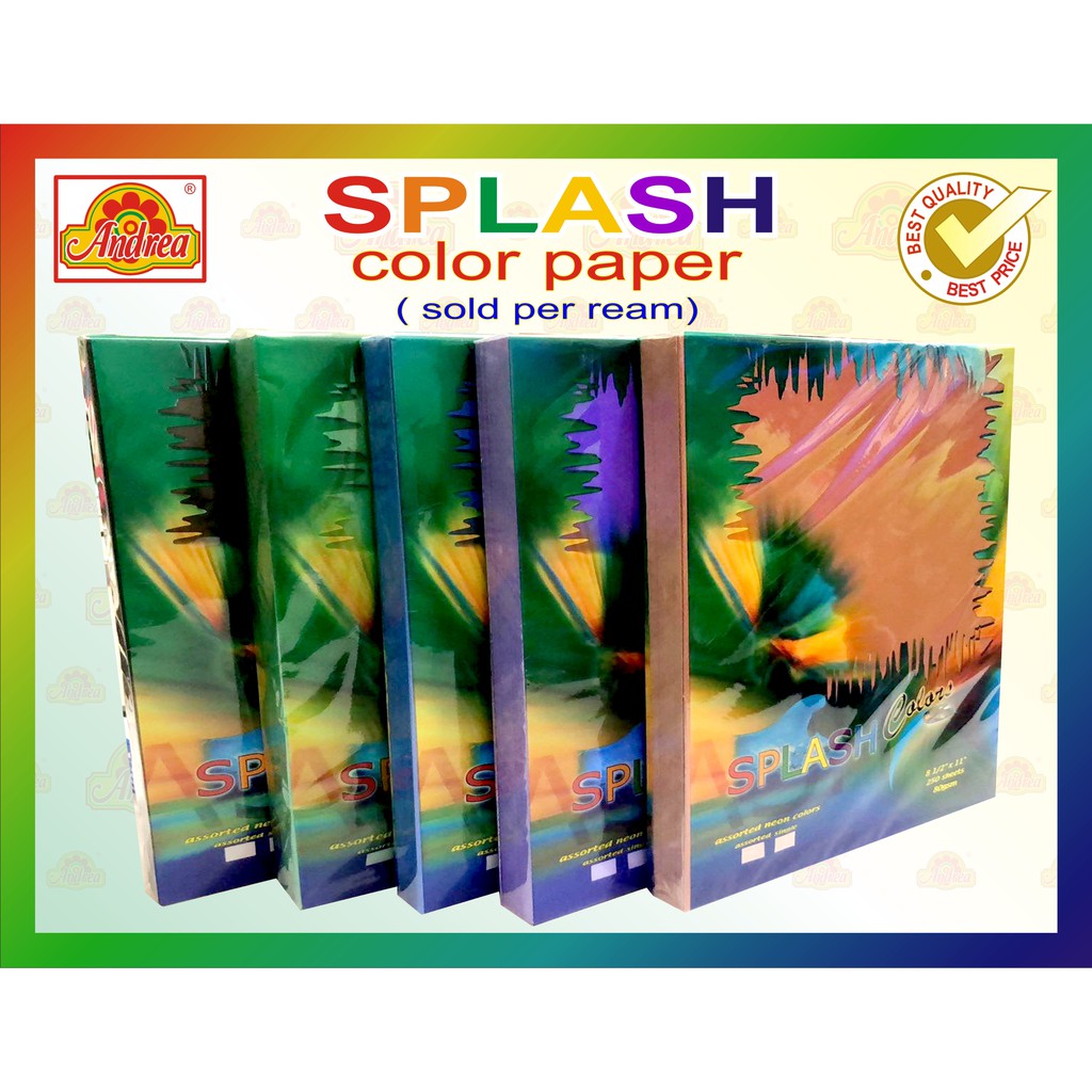 SPLASH Colored Paper sold in ream | ANDREA | Shopee Philippines