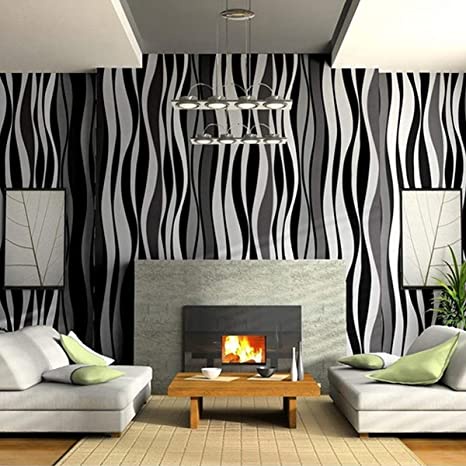 10m*45cm Wallpaper Home Decor Black and White Design for Living room ...