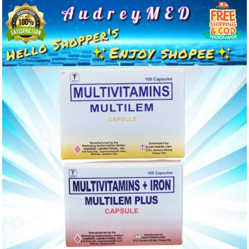 MULTILEM / MULTILEM PLUS (Multivitamins) 100 Capsules Shopee Philippines