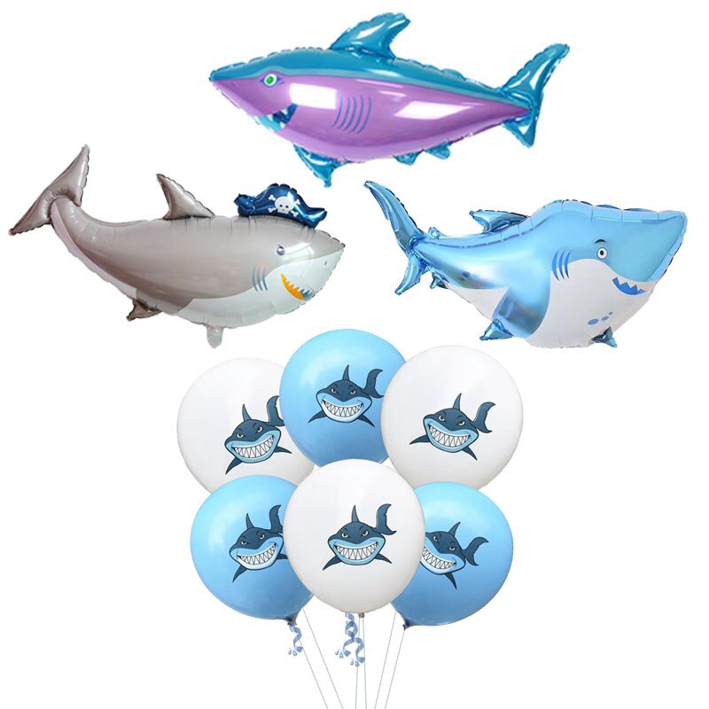 Shark Foil Balloons Latex Shark ballon Birthday party decorations kids ...