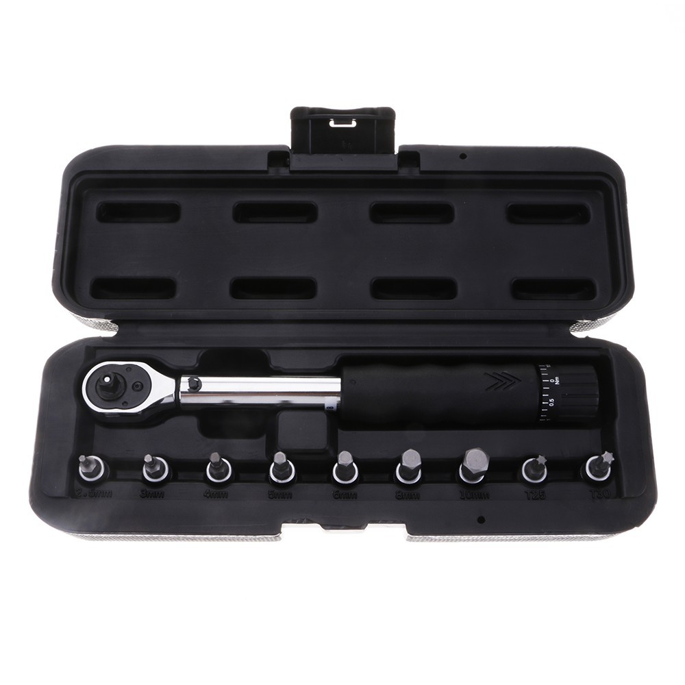 10pcs Bicycle Torque Wrench Allen Key Tool Socket Bits Set Kit 1/4
