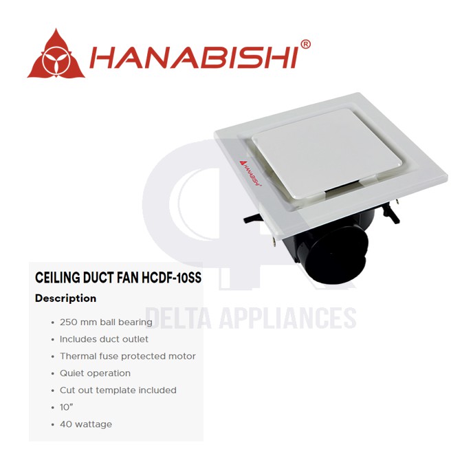 Hanabishi Duct Fan 10 Inches Fan Powerful Motor Original 1 Year