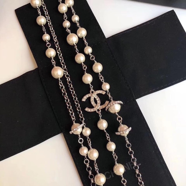 Rare Authentic Chanel A11C CC mark Costume Pearl necklace Vintage (380427)