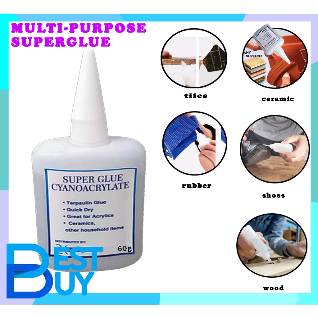MULTI PURPOSE SUPER GLUE CYANO ACRYLATE ADHESIVE ALL PURPOSE GLUE 60g