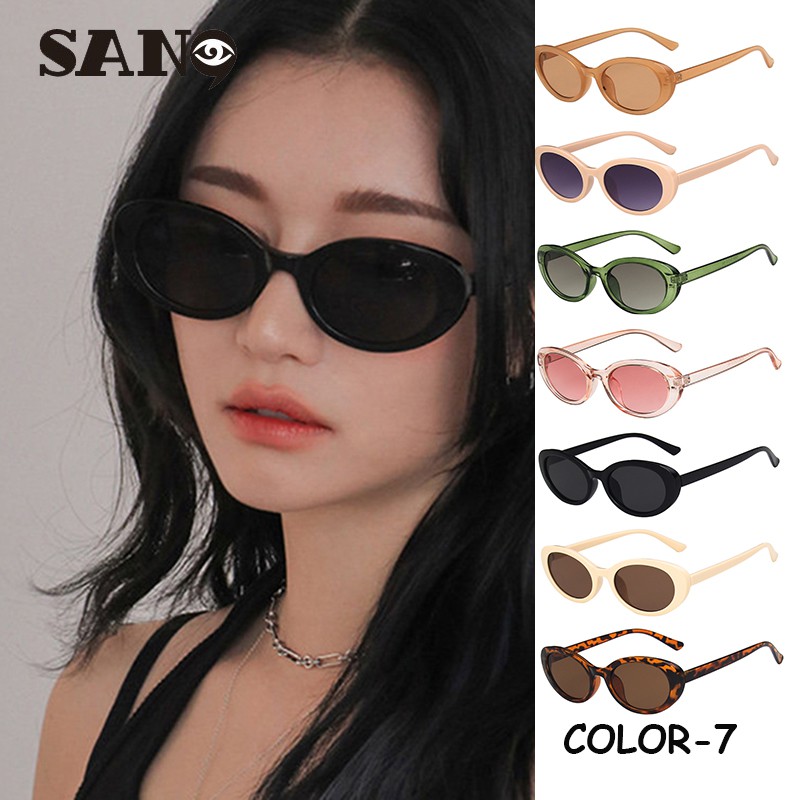 【Metal hinge】Fashion Oval Frame Retro Sunglasses Ladies Sunglasses ...