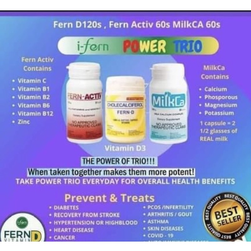 Fern D, Fern Active and Milkca(60 pcs/capsules) Shopee Philippines