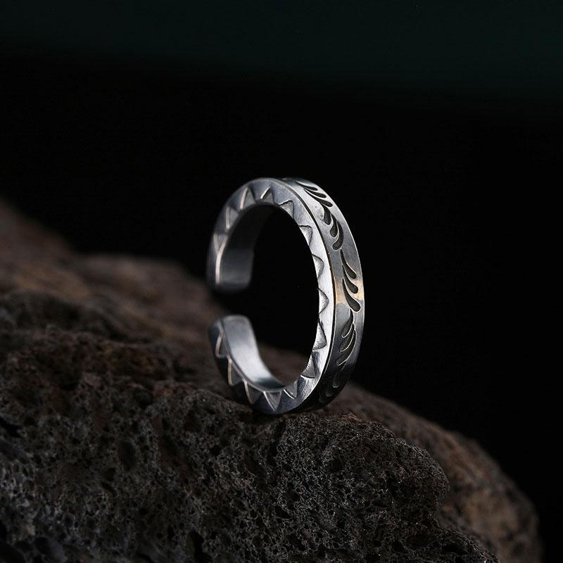 Vintage Hand Engraved Pattern Pattern Ring Men Cool Personality Party ...